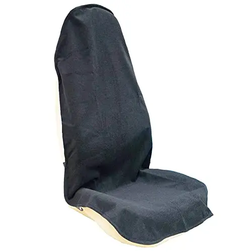 LoyaGour black car seat cover demonstrating secure fit over headrest