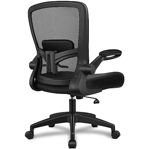 FelixKing black mesh office chair with flip-up armrests