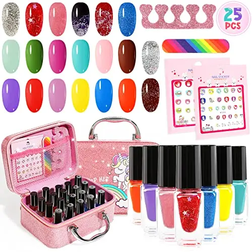 Oisacirg kids nail polish set with twenty colors and storage bag