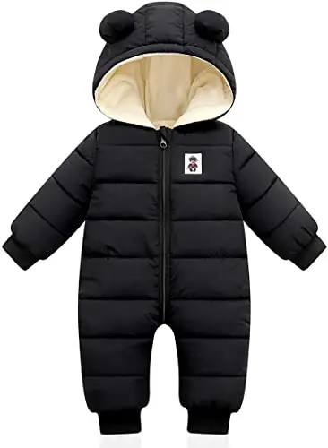 XMWEALTHY baby snowsuit with bear-ear hood and waterproof fabric