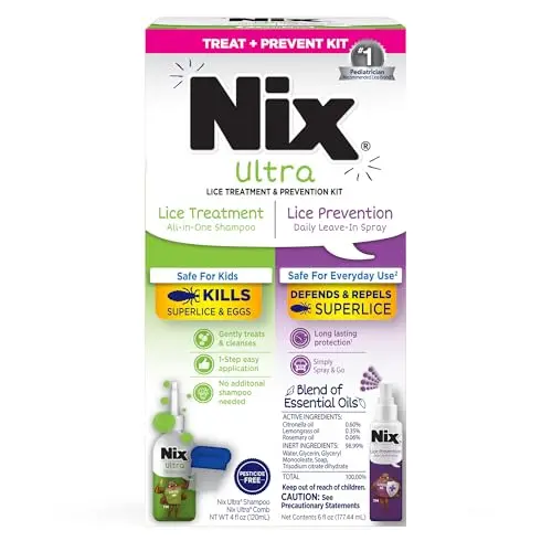 Nix lice treatment and prevention kit with shampoo and spray