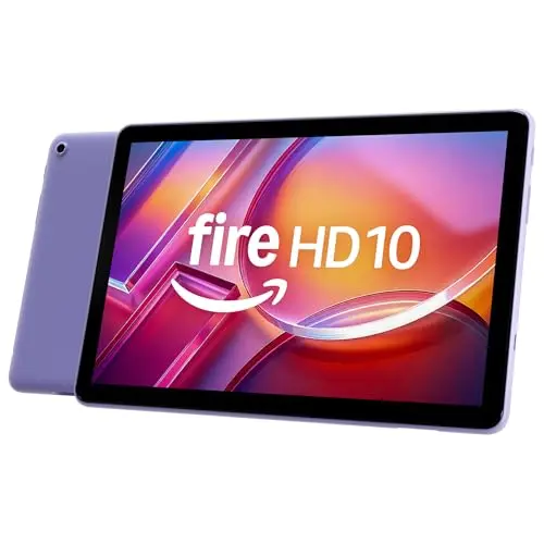 Amazon Fire HD 10 tablet in lilac color