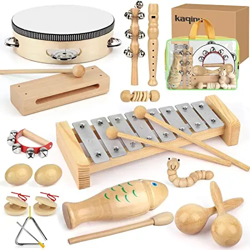 Kaqinu 23-piece natural wooden percussion instruments set