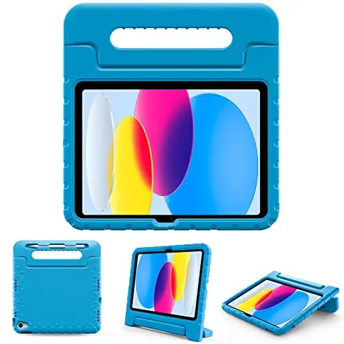 ProCase kids iPad case with lightweight design and carrying handle in blue