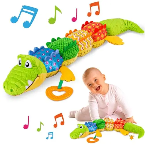 Sumobaby musical stuffed crocodile toy with textures