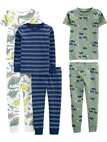 Simple Joys by Carter's boys 6-piece pajama set with dinosaur and animal prints
