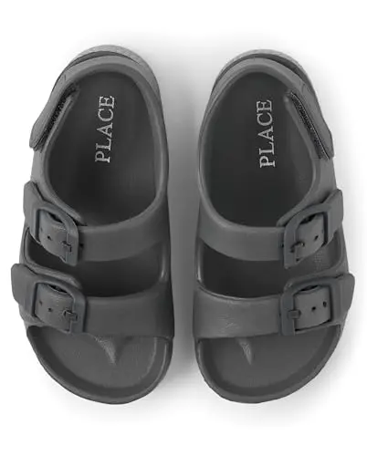 The Children's Place toddler boy sandals with double buckle design in grey