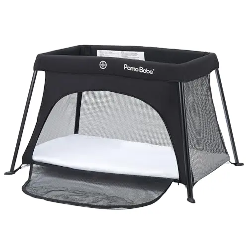 Pamo Babe Travel Crib with detachable legs for compact storage