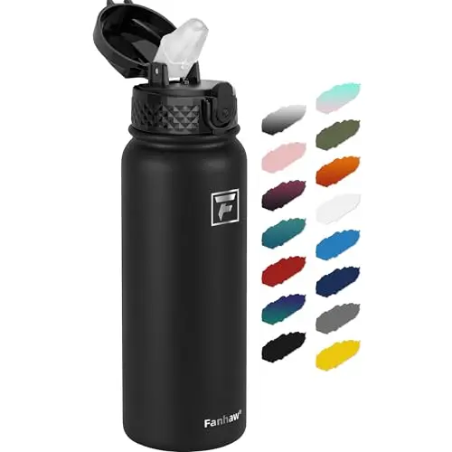 Fanhaw 20oz stainless steel insulated water bottle with straw