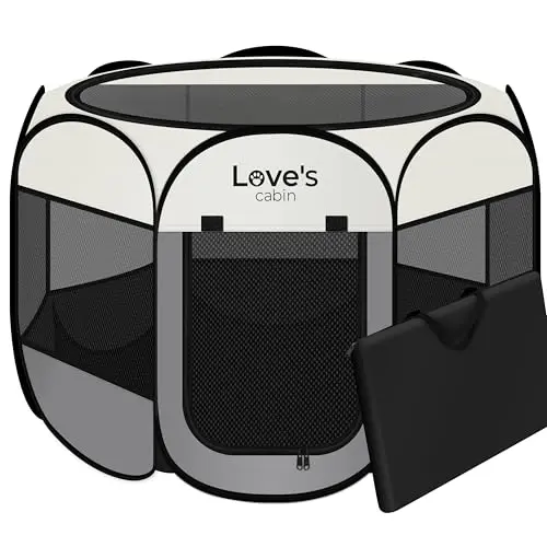 Love's cabin foldable pet playpen with zipper top