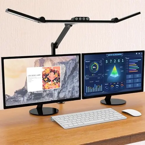 Micomlan LED desk lamp with clamp and asymmetric lighting