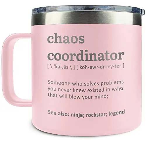 DUNKMATE insulated coffee tumbler with Chaos Coordinator design