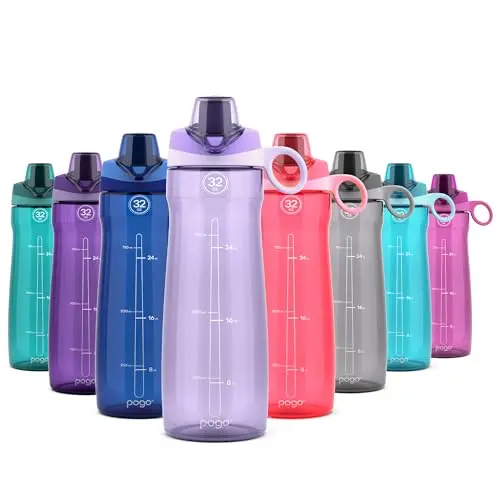 Pogo plastic water bottle with chug lid and carry handle