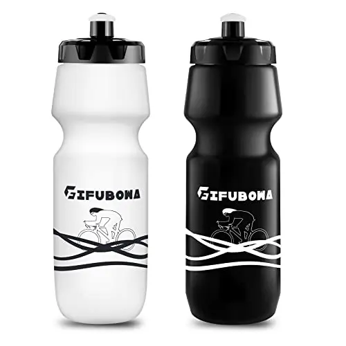 GIFUBOWA mountain bike water bottles in black and white