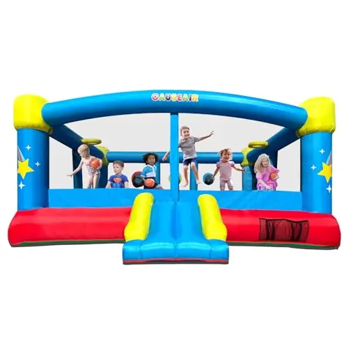 Causeair bounce house with double basketball hoops and throw ball game
