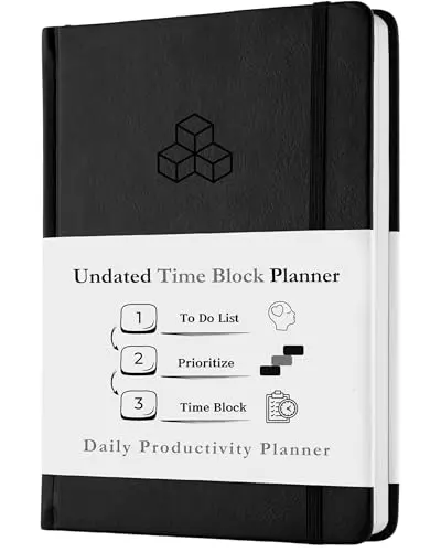 Timely Planner time blocking notebook with faux leather cover