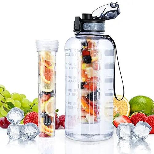 UTEBIT 68oz fruit infuser water bottle with straw and carrying loop