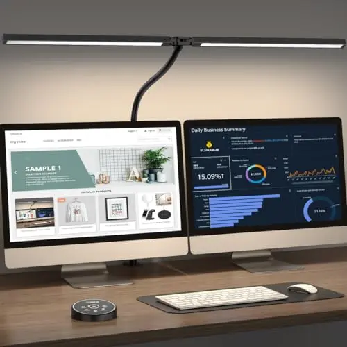 Pzloz LED desk lamp with flexible gooseneck and wireless remote