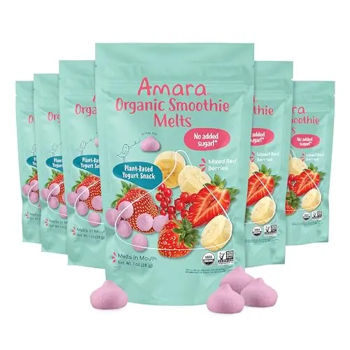 Amara Smoothie Melts plant-based yogurt snacks with mixed red berries