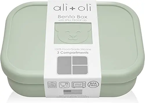 Ali+Oli silicone bento box with three compartments and secure lid