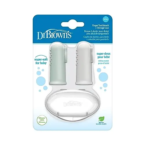 Dr. Brown's silicone finger toothbrush with storage case