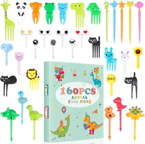 DOUDOULE animal-themed food picks for kids in assorted colors