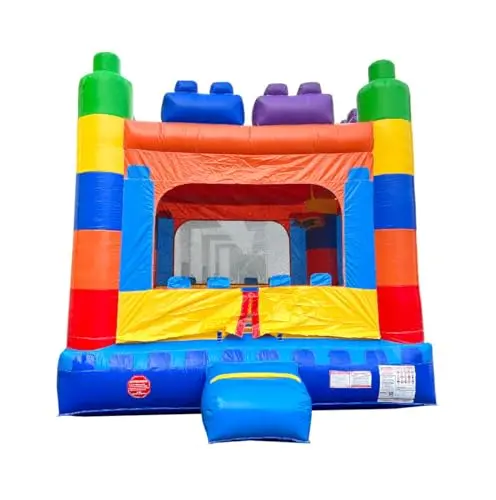 Crossover rainbow bounce house with basketball hoop