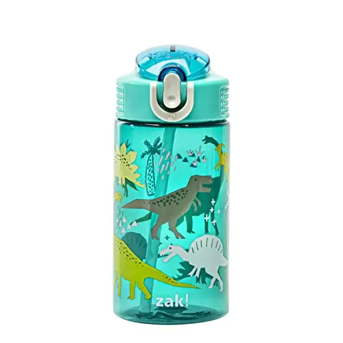 Zak Designs Kids Water Bottle with dinosaur theme and pop-up spout