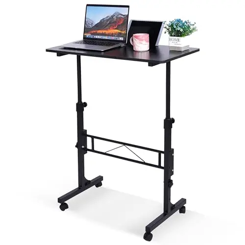 KLSMYHOKI mobile standing desk with wheels and adjustable height