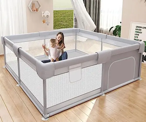 HIAKSEDT large mesh baby playpen with anti-fall design