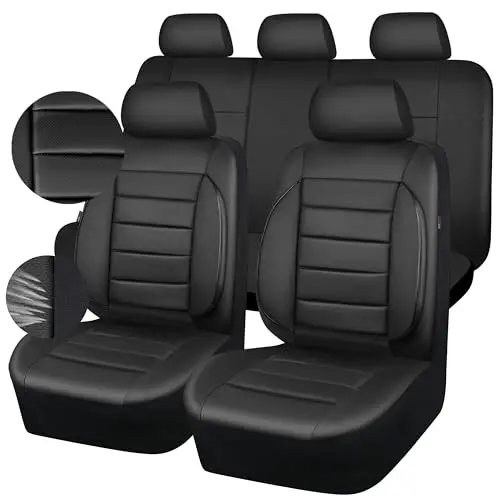 CAR PASS leather seat covers with 3D foam support in black