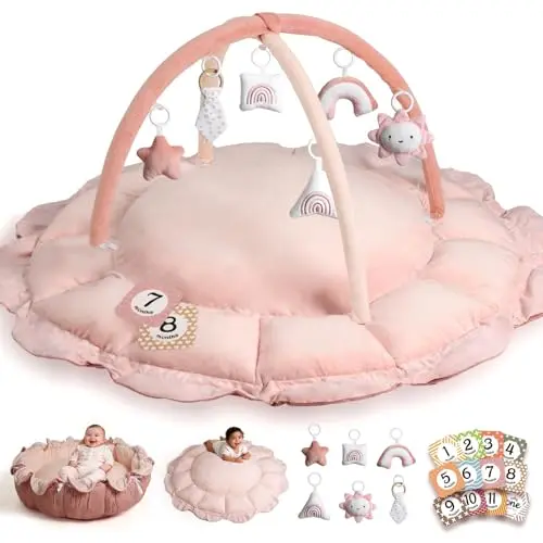 HAN-MM pink convertible baby play gym with detachable toys