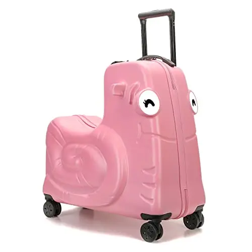 SEA PUNK kids ride-on luggage with spinner wheels and anti-rollover base in pink