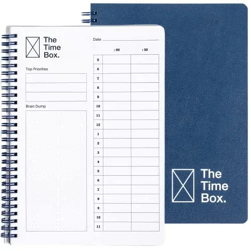 The Time Box daily management notebook with leather cover