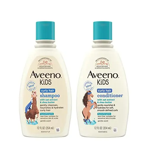 Aveeno Baby kids curly hair shampoo and conditioner set bottles