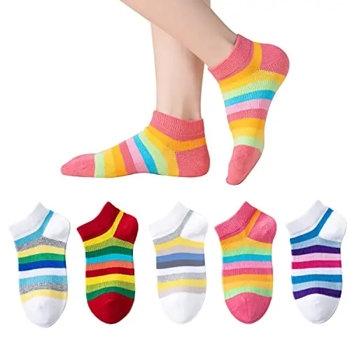 Marchare girls seamless rainbow stripe crew socks