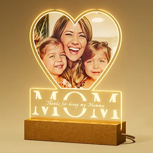 Bemaystar custom night light with heart shape and personalized photo