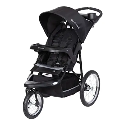 Baby Trend Expedition Jogger with lockable front swivel wheel and bicycle tires