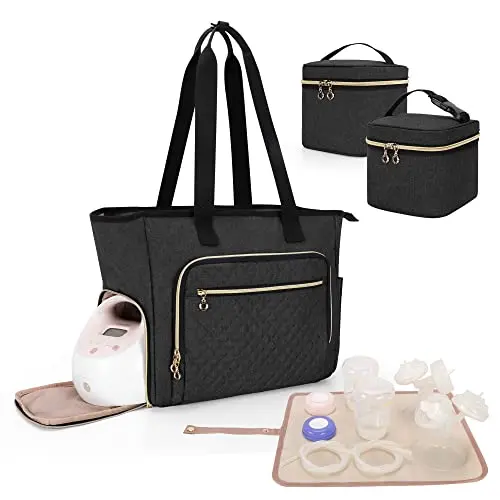 LUXJA breast pump tote bag with cooler bag and accessories for Spectra pumps