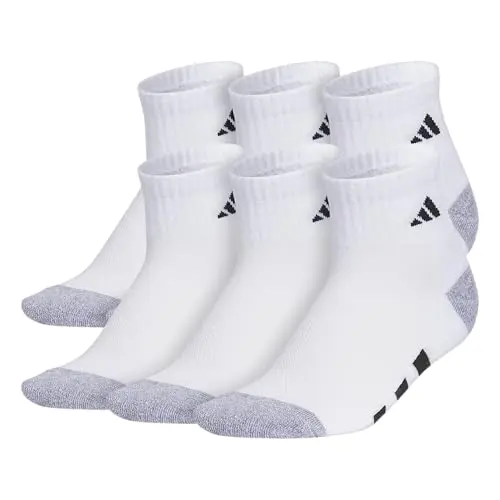 adidas kids quarter ankle socks with cushioned sole and moisture-wicking fabric