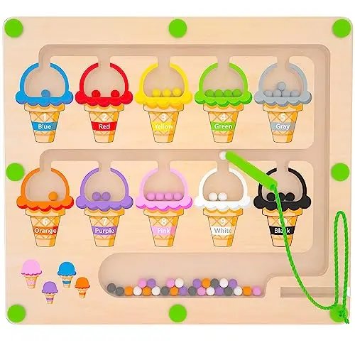 MTYOKILN magnetic color and number maze wooden puzzle board