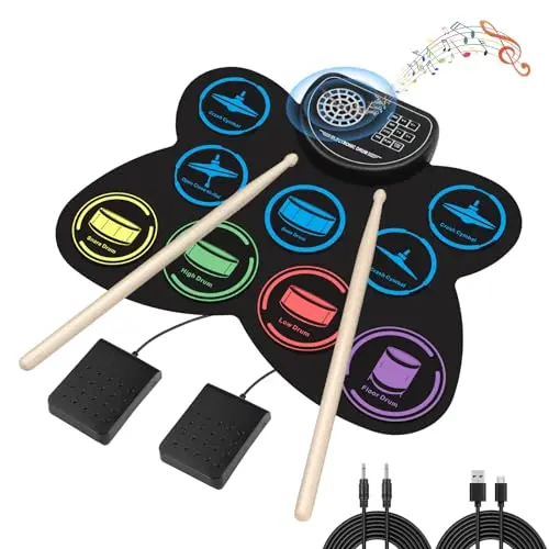 Marrilley 9-pad electronic drum set with portable roll-up design