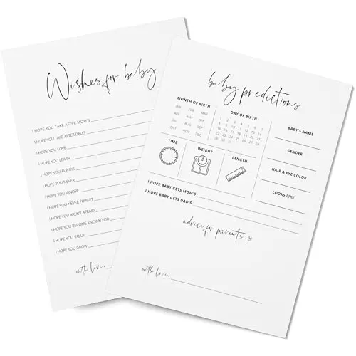 GardenCity minimalist baby predictions and advice cards with clean design
