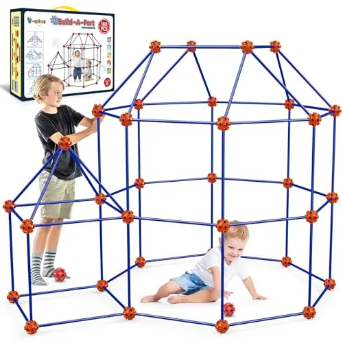 V-Opitos 180-piece fort building kit with colorful rods and connector balls