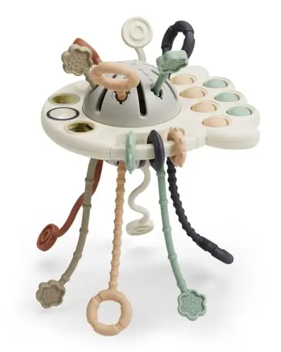 GOPO TOYS Montessori silicone pull string airplane toy for infants