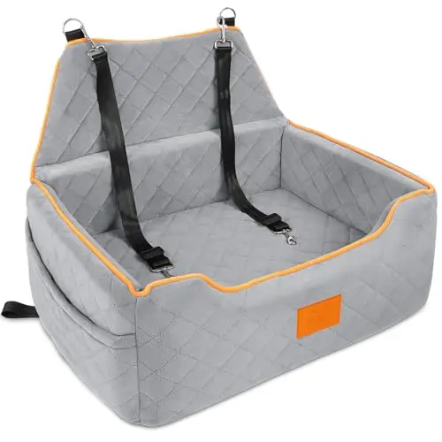 XIEEAOZEE dog car seat with thick cushion and multiple safety features