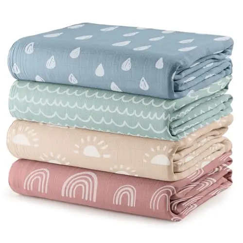 Comfy Cubs muslin swaddle blankets pack of 4