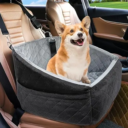 NEEZUKAR dog car seat with storage pockets and safety belt