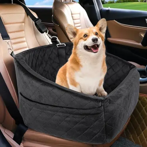 NEEZUKAR dog car seat with ultra-soft fabric and storage bags