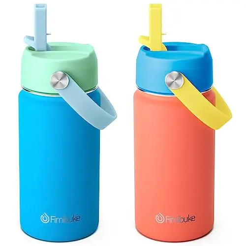 Fimibuke kids insulated water bottle 2-pack in ocean life pattern showing colorful designs